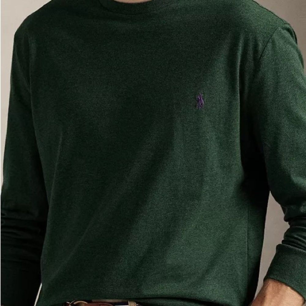 Polo by Ralph Lauren Men's Forest Green Long Sleeve Tee 100% Cotton Size M - Picture 13 of 13